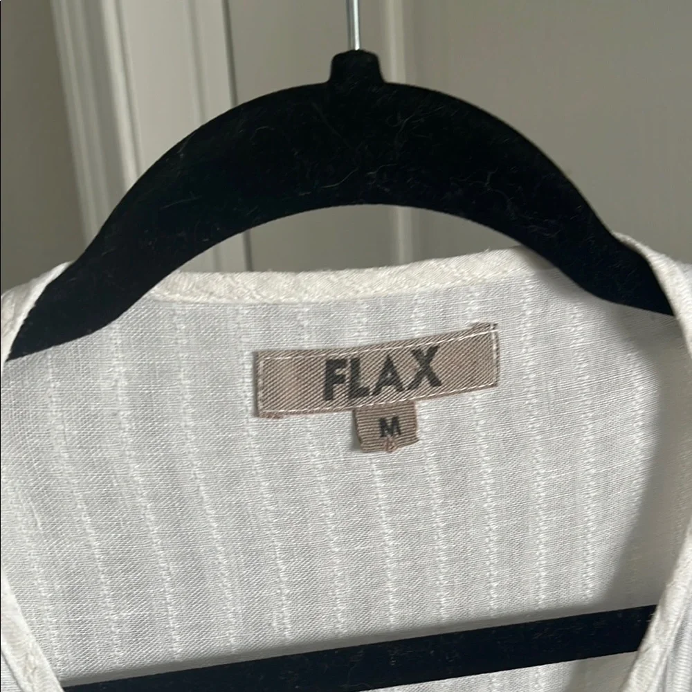 Flax 100% Linen Button Down Shirt White Size M Lagenlook